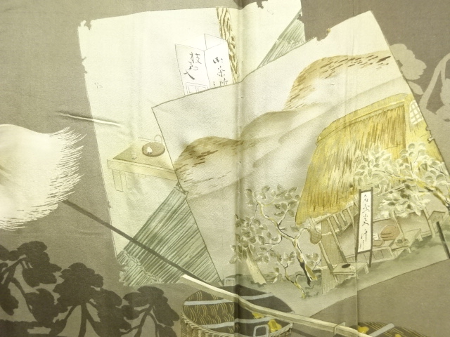 アンティーク　茶屋模様肩裏男物羽織